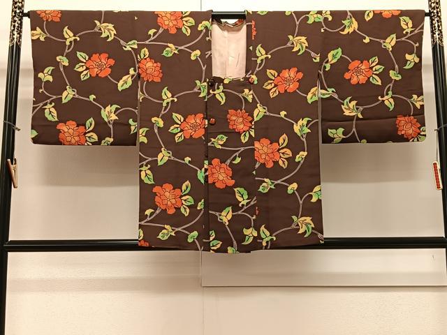 平和屋着物∞道行コート 枝花文 正絹 逸品 CAAV5827id