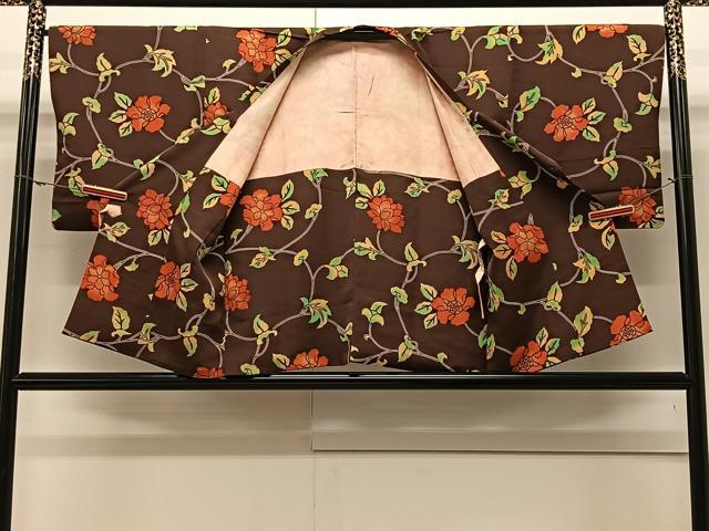平和屋着物∞道行コート 枝花文 正絹 逸品 CAAV5827id