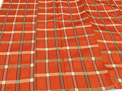 平和屋着物∞道行コート　単衣　格子柄　ロング丈　正絹　逸品　CAAV5830id