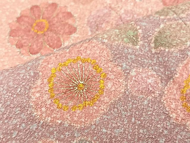 平和屋着物＃道行コート　切嵌松皮菱花文　金彩　ロング丈　正絹　逸品　CAAV5837id