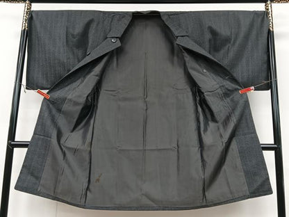 平和屋着物＃男性 和装コート 格子柄 ロング丈 正絹 逸品 CAAV5839id