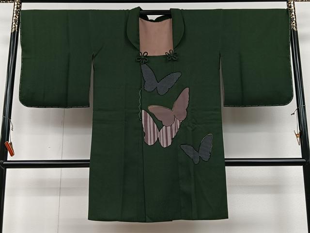 平和屋着物＃道行コート　利久織　舞蝶文　金彩　反端付き　ロング丈　正絹　逸品　未使用　CAAV5842id