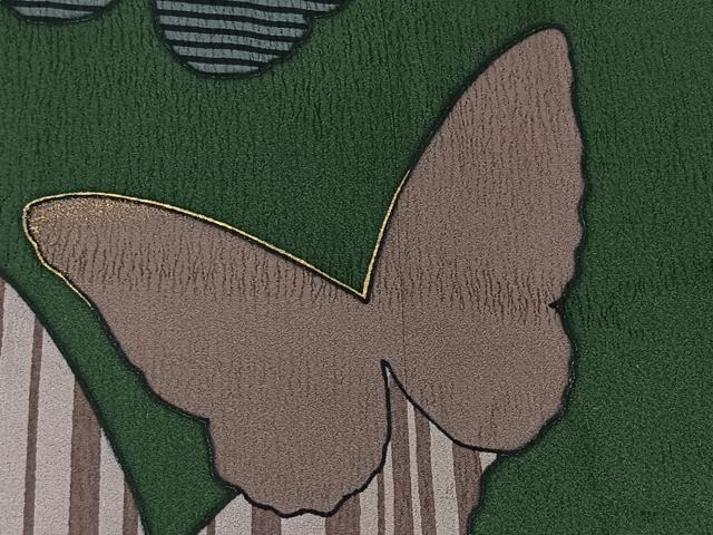 平和屋着物＃道行コート　利久織　舞蝶文　金彩　反端付き　ロング丈　正絹　逸品　未使用　CAAV5842id