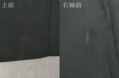 平和屋着物＃男性　長羽織　紬地　霞文　黒地　正絹　逸品　CAAV5846id
