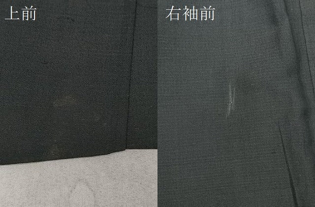 平和屋着物＃男性　長羽織　紬地　霞文　黒地　正絹　逸品　CAAV5846id