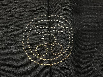平和屋着物＃羽織 寿光織 枝葉文 黒地 金銀糸 正絹 逸品 CAAV5853id