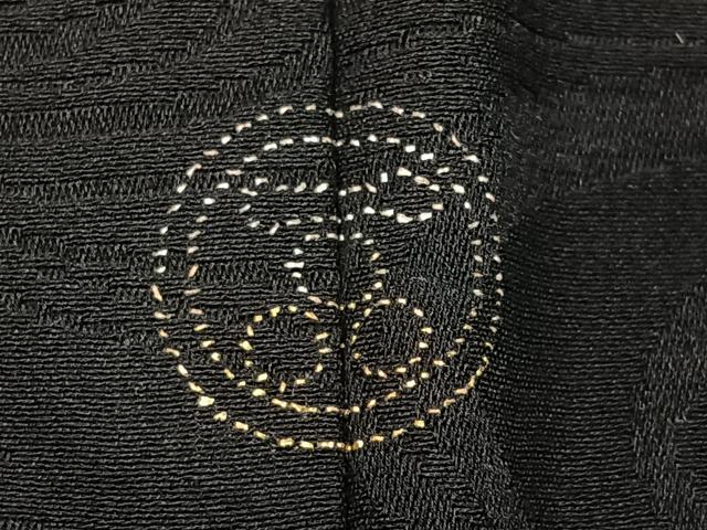 平和屋着物＃羽織 寿光織 枝葉文 黒地 金銀糸 正絹 逸品 CAAV5853id