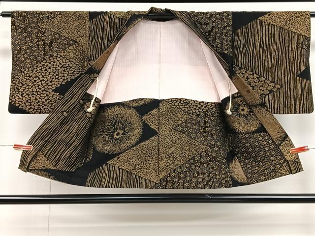 平和屋着物＃羽織　寿光織　吉祥花文　黒地　金銀糸　正絹　逸品　CAAV5854id