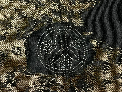 平和屋着物＃羽織　寿光織　吉祥花文　黒地　金銀糸　正絹　逸品　CAAV5854id