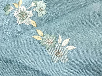 平和屋着物＃道中着　総刺繍　舞桜文　暈し染め　金糸　正絹　逸品　CAAV5865id