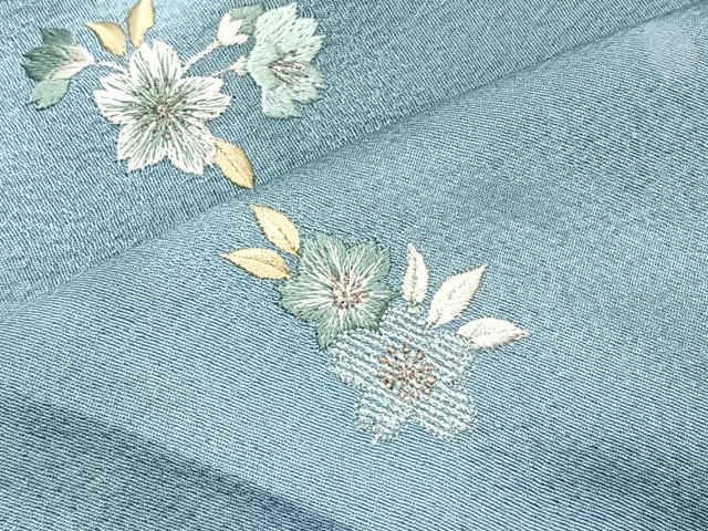 平和屋着物＃道中着　総刺繍　舞桜文　暈し染め　金糸　正絹　逸品　CAAV5865id