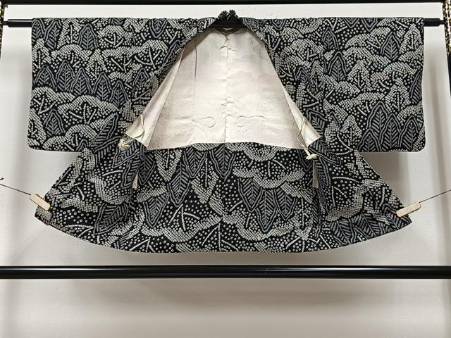 平和屋着物＃羽織　総絞り　樹林文　黒地　正絹　逸品　CAAV5866id