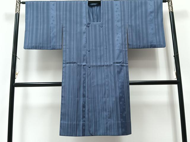 平和屋着物＃道行コート　単衣　雨コート　間道　ロング丈　正絹　逸品　CAAV5867id