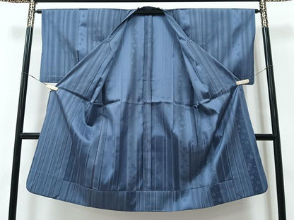 平和屋着物＃道行コート　単衣　雨コート　間道　ロング丈　正絹　逸品　CAAV5867id