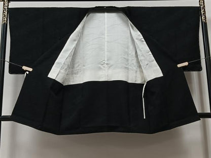 平和屋着物＃道行コート　花唐草地紋　黒地　ロング丈　正絹　逸品　未使用　CAAV5870id