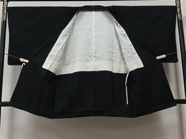 平和屋着物＃道行コート　花唐草地紋　黒地　ロング丈　正絹　逸品　未使用　CAAV5870id
