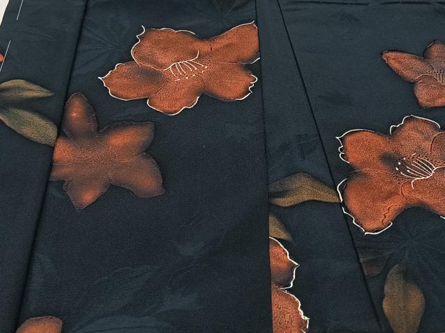 平和屋着物∞羽織 地紋起こし 草花文 反端付き 正絹 逸品 未使用 CAAV5871id