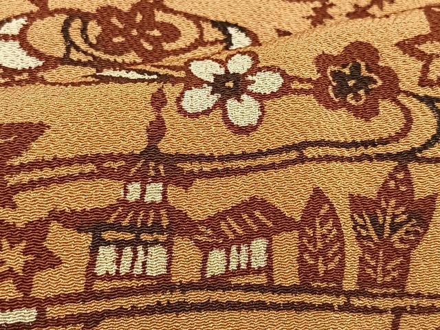 平和屋着物∞羽織 型染め 流水風景花文 鬼しぼ縮緬 正絹 逸品 未使用 CAAV5892id