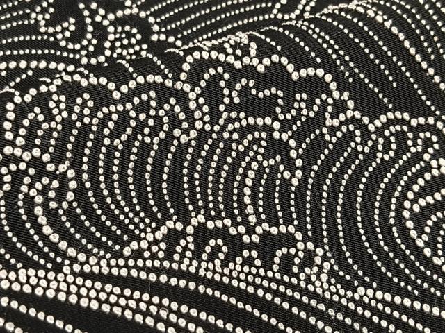 平和屋着物＃中国三大刺繍　相良刺繍　総刺繍　羽織　立波文　黒地　正絹　逸品　CAAV5897id