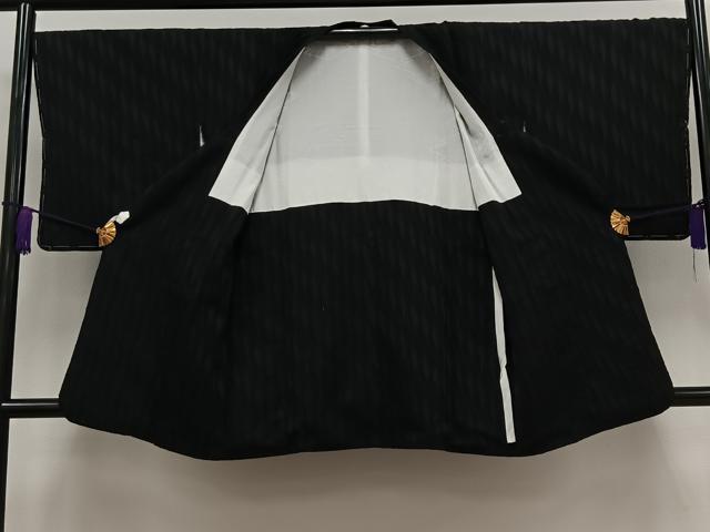 平和屋着物＃道行コート　立涌地紋　黒地　ショール付き　ロング丈　正絹　逸品　未使用　CAAV5918id