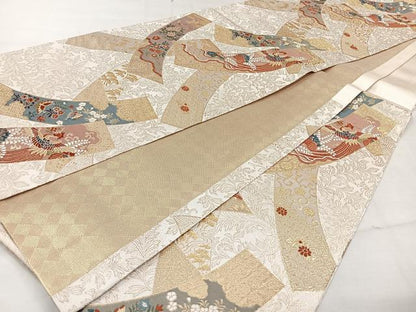 平和屋着物◎六通柄袋帯　唐織　鳳凰短冊花文　金糸　正絹　逸品　CAAV5923id