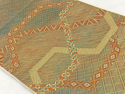 平和屋着物◎太鼓柄袋帯　唐織　吉祥文　金糸　正絹　逸品　CAAV5943id