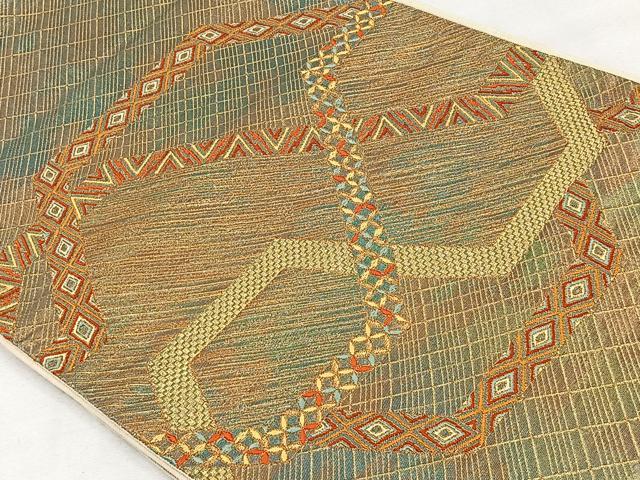 平和屋着物◎太鼓柄袋帯　唐織　吉祥文　金糸　正絹　逸品　CAAV5943id