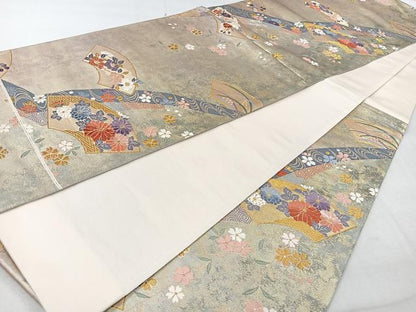 平和屋着物◎六通柄袋帯　唐織　地紙吉祥花文　金糸　正絹　逸品　CAAV5944id