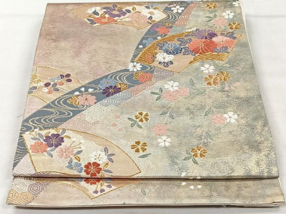 平和屋着物◎六通柄袋帯　唐織　地紙吉祥花文　金糸　正絹　逸品　CAAV5944id