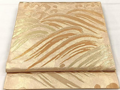 平和屋着物◎六通柄袋帯　立波文　金糸　正絹　逸品　CAAV5945id