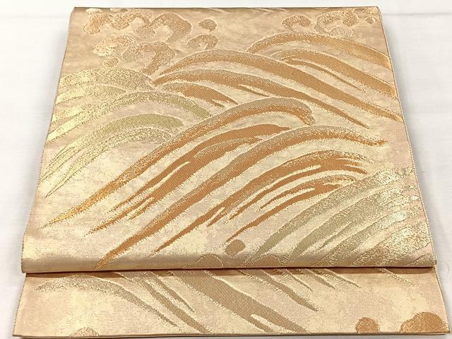 平和屋着物◎六通柄袋帯　立波文　金糸　正絹　逸品　CAAV5945id