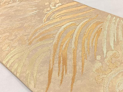 平和屋着物◎六通柄袋帯　立波文　金糸　正絹　逸品　CAAV5945id