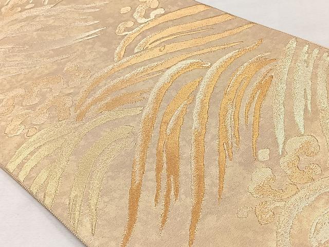 平和屋着物◎六通柄袋帯　立波文　金糸　正絹　逸品　CAAV5945id
