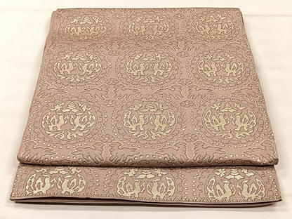 平和屋着物◎六通柄袋帯　向かい鳥花文　正絹　逸品　CAAV5985id