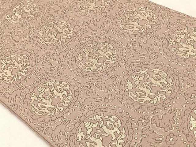 平和屋着物◎六通柄袋帯　向かい鳥花文　正絹　逸品　CAAV5985id