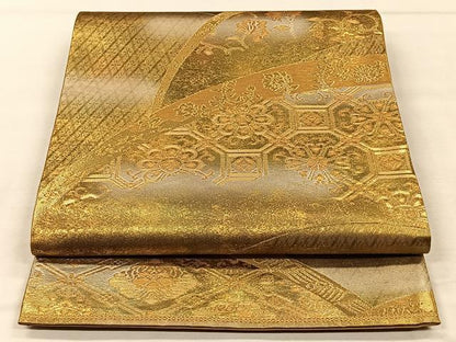 平和屋着物◎六通柄袋帯　蜀江花唐草文　金糸　正絹　逸品　CAAV5991id
