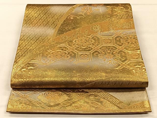 平和屋着物◎六通柄袋帯　蜀江花唐草文　金糸　正絹　逸品　CAAV5991id