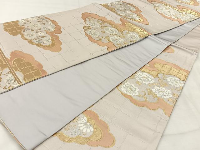 平和屋着物◎六通柄袋帯　唐織　雲取り花文　官中錦　金銀糸　正絹　逸品　CAAV5994id