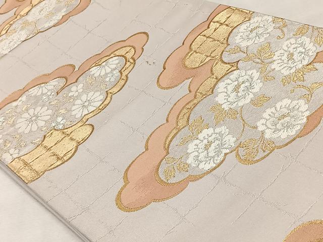 平和屋着物◎六通柄袋帯　唐織　雲取り花文　官中錦　金銀糸　正絹　逸品　CAAV5994id