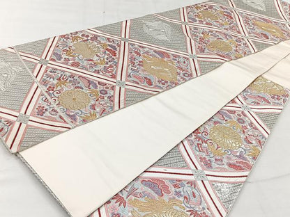 平和屋着物◎六通柄袋帯 唐織 鳳凰天井花文 九百錦 正絹 逸品 CAAV5999id
