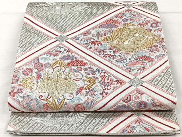 平和屋着物◎六通柄袋帯 唐織 鳳凰天井花文 九百錦 正絹 逸品 CAAV5999id