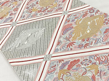 平和屋着物◎六通柄袋帯 唐織 鳳凰天井花文 九百錦 正絹 逸品 CAAV5999id
