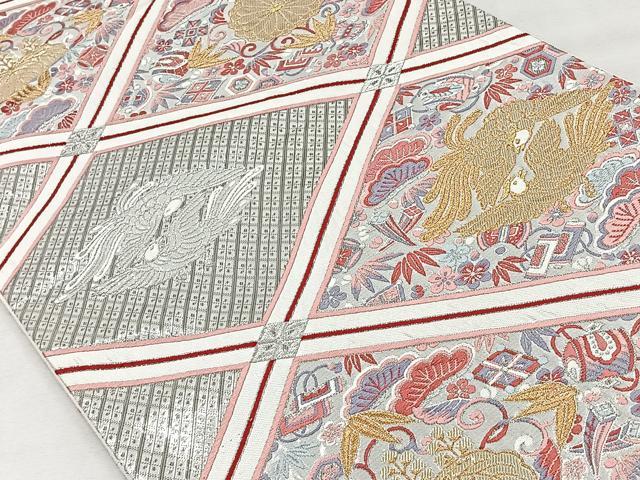 平和屋着物◎六通柄袋帯 唐織 鳳凰天井花文 九百錦 正絹 逸品 CAAV5999id