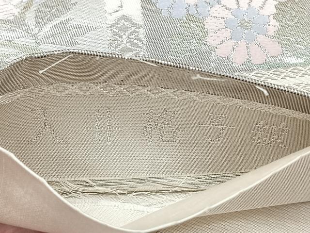 平和屋着物◎六通柄袋帯 唐織 天井格子紋 銀糸 正絹 逸品 CAAV6000id