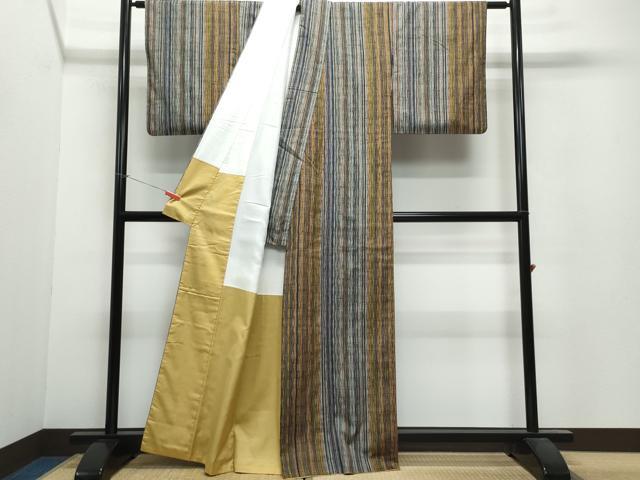 平和屋着物●上質な紬 縞 正絹 逸品 CAAV6401vf