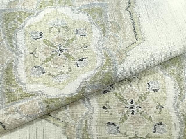 平和屋着物●小千谷紬　吉祥花文　正絹　逸品　CAAV6408vf