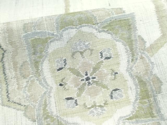 平和屋着物●小千谷紬　吉祥花文　正絹　逸品　CAAV6408vf