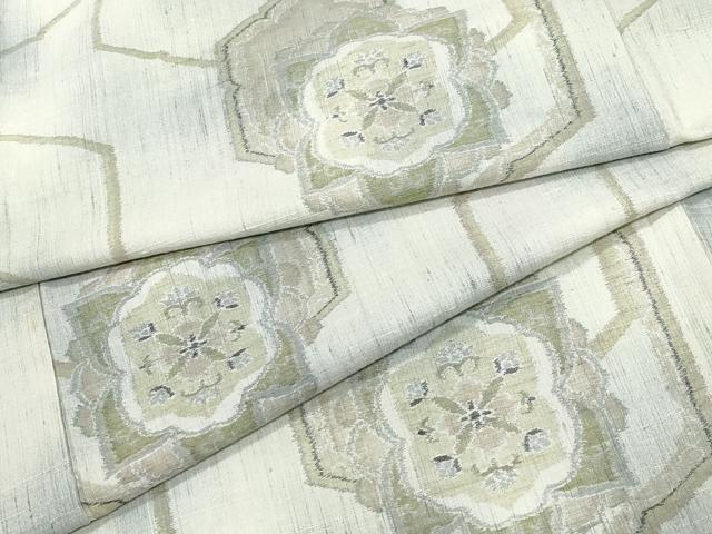 平和屋着物●小千谷紬　吉祥花文　正絹　逸品　CAAV6408vf