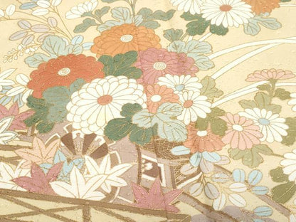 平和屋着物●訪問着 屏風草花文 暈し染め 金彩 正絹 逸品 CAAV6409vf