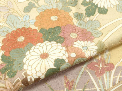平和屋着物●訪問着 屏風草花文 暈し染め 金彩 正絹 逸品 CAAV6409vf
